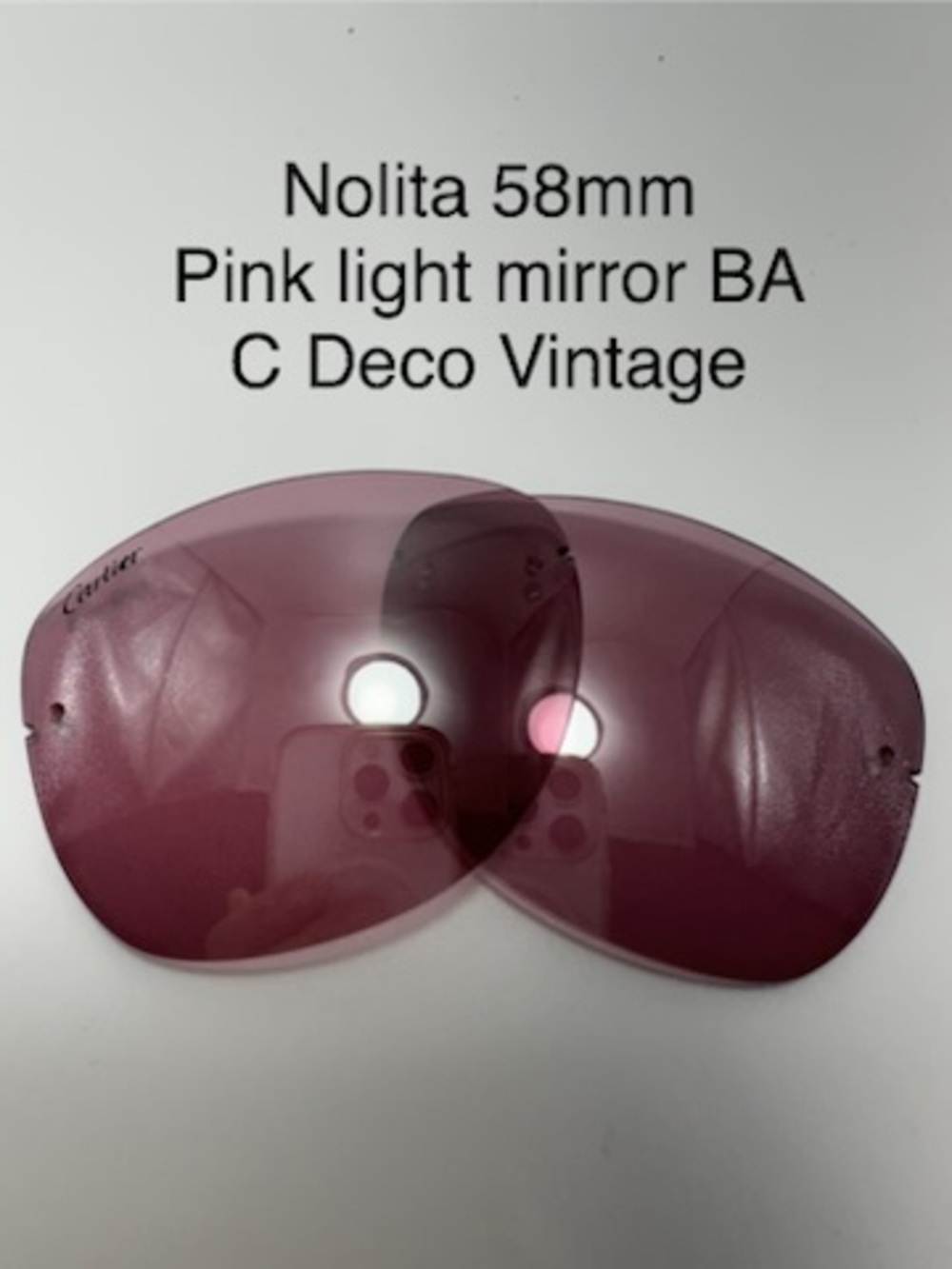 Cartier Nolita C Deco Sunglasses Replacement Lenses 58mm Pink Lavender Trivex